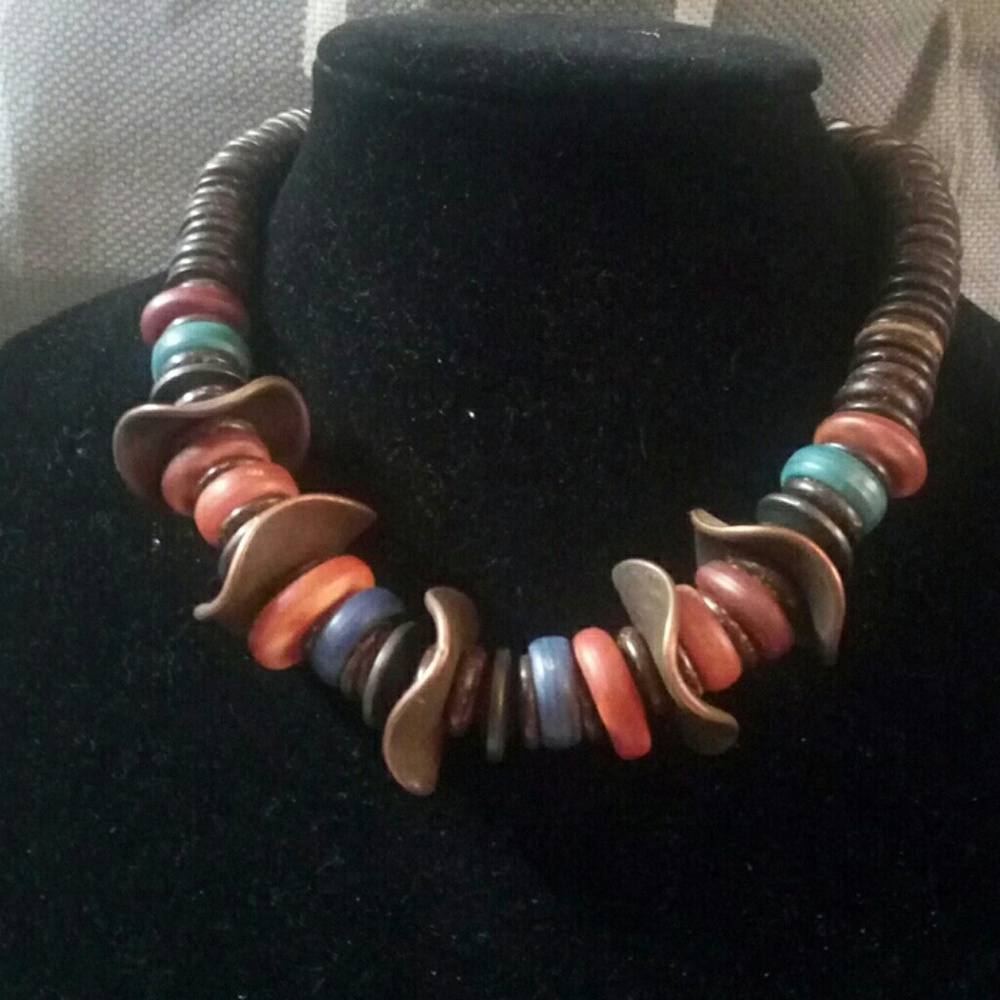 Multi colored bohemian necklace
